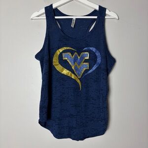 Ever Hottie Burnout WVU Sparkle Racerback Tank Large
